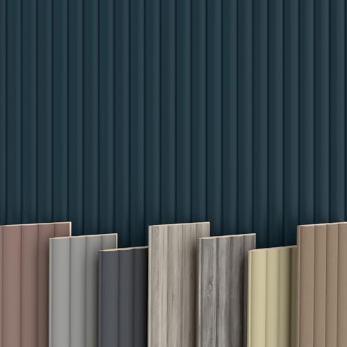 WAVE Lamellen 2,75m HEXIM - MDF Holz Lamellenwand Wandpaneele Lamellenverkleidung Wandverkleidung Lamellenpaneele Holzpaneele Natur (16 Paneele & Zubehör, Wave De Luxe Ocean)