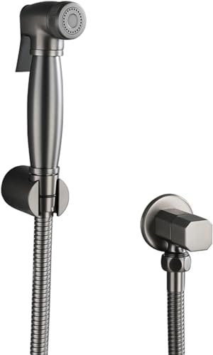Samnuerly Toiletten-Bidet-Set mit Handbrause – Pistolengraues Messing-Hand-Bidet-Sprühgerät – Toiletten-Duschkopf mit Schlauch, wandmontiertes Toiletten-Handbrause-Set, für persönliche Hygiene
