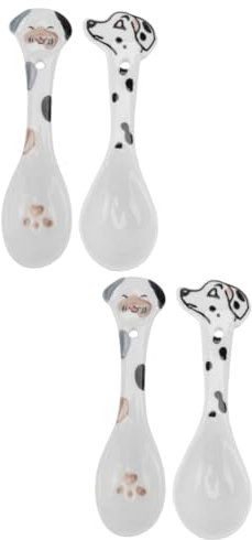 FOMIYES 4pcs Pet Feeding Spoons Ceramic Dog Spoon for Food Dog Kibble Scoop for Easy Feeding