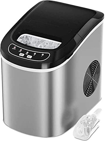 Máquina de hielo Máquina de hielo portátil, máquina para hacer cubitos de hielo para batidos, bebidas frías, alimentos helados listos en 8 minutos, pantalla LED y control táctil suave, muy adecuado