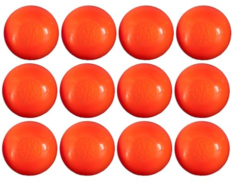 Mylec Street Hockey Balls, No-Bounce Hockey Balls, Perfect for Play at 60 Degrees F and up, Durable Construction, Stree & Roller Hockey Ball for Outdoor Play - Orange 12 Pack