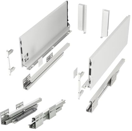 SOTECH Schubladensystem JUNKER SLIM mit Push to Open (weiß, Höhe 167 mm, Tiefe 400 mm, bis 35 Kg belastbar) Schubkastensystem mit 13 mm schlanken Schubladenzargen