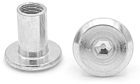 NOLDAR | Tuerca cilindrica con cabeza plana allen. Tuerca para muebles de diámetro Ø8 (M6) x 12 mm de longitud. Cabeza de Ø15 mm. (25 piezas)