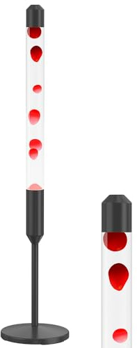 Kyzfy Lavalampe, 120 cm, flüssige Bewegungslampe, Magma-Lampe, Stimmungsentspannungslicht, geeignet für Heimdekoration, Wohnzimmer, Büro, Schlafzimmer, Café (Weißes Wasser roter Wachs/Schwarz 120cm)