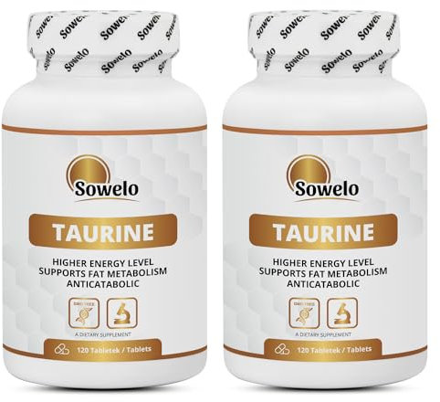 Sowelo - Taurin Kapseln, 120 Tabletten Taurine in Einer Packung, Hohe Konzentration mit 750 mg Taurin, Regenerative Wirkung, Katabole Prozesse in der Muskulatur zu Hemmen (2-Pack)