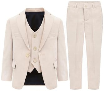 Lilax Boys Formal Suit 3 Piece Outfit Dresswear Suit Set (8 Years,Beige)