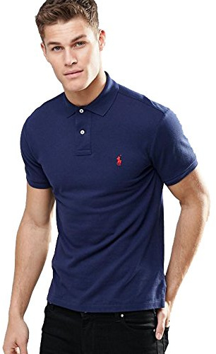 Ralph Lauren Polo-Piqué Custom Slim-Fit (IT, Text, XL, Regular, Regular, Marineblau), marineblau