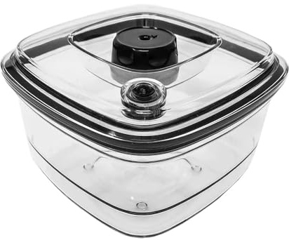 Vesta Precision Vacuum Sealer Container 1.4L Compatible with Vesta Precision Vacuum Sealers | Airtight Container for Microwave and Freezer | 16,9x16,9x10,9cm, Black