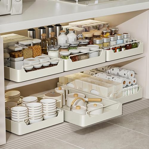 SVCEQZE 43 X 20 X 7 Cm Ausziehbare Schublade, Teleskopschublade Für Kabinett, Metall Slide Out Organizer, Ausziehbare Schublade Aus Edelstahl, Für Speisekammer Und Badezimmer Waschtisch