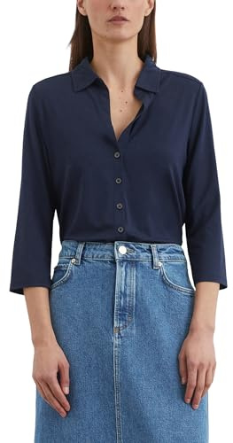 Marc OߴPolo Donna Camicia in Jersey con Colletto Kent Maniche Corte, Blu (Cloudless Night), XS
