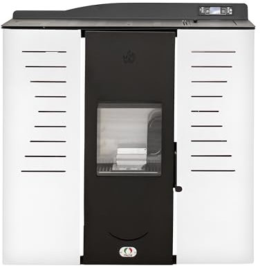 STUFE A PELLET ITALIA Italia 20 KW 5 Stelle WiFi - Stufa a Pellet Idro per Riscaldamento e Acqua Calda Efficienza 89% Scalda 130m² Autonomia 16H Programmabile 5 Potenze Garanzia 24 Mesi Bianco