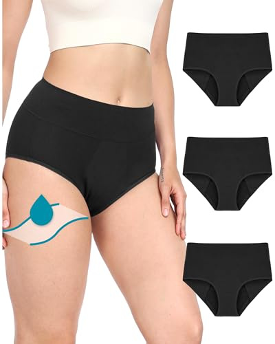 Neione Periodenunterschwäsche Starke Blutung Damen Baumwolle Hohe Taille | 50ml Saugkraft, Kein seitliches Auslaufen bei Periodenslips, Waschbare Perioden Unterwäsche Ideal für Sport & Nacht, Mehrpack