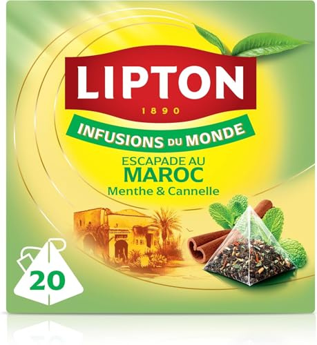 Lipton Infusion Maroc Menthe et cannelle infusion, 20 x 2g (Lot de 10)