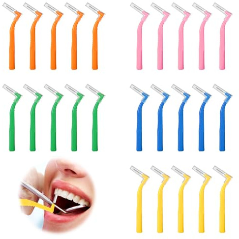 Interdentalbürsten, 25 Stück Tepe Interdentalbürsten, Tipis Zahnbürsten für 5 Größen, weich, praktisch, Zahnbürsten mit Staubschutz, Zahnseide für Zahnspangen, Mundreinigungswerkzeuge