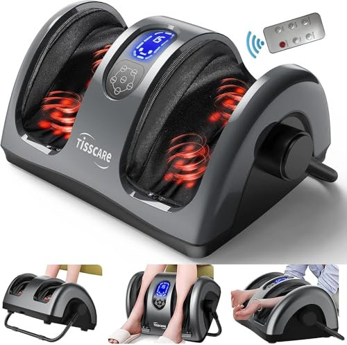 TISSCARE Shiatsu Fußmassagegerät mit Wärme, Fussmassagegerät für Plantarfasziitis, Neuropathie und Schmerzlinderung, Fuß- und Beinmassagegerät mit Kneten, Tiefenmassage, Geschenk für Männer Frauen