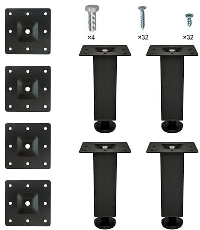 Thanaddo 4er Set 15cm Möbelfüße, Modern-Stil DIY Metall Möbelfüße Tischbeine mit Bodenschoner & Schrauben in Zwei Größen für Schreibtisch Schrank Nachtständer