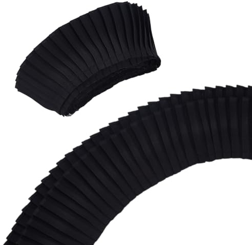 FINGERINSPIRE 4.57 m Schwarzes Plissiertes Chiffonband 60mm Breit Plissiertes Elastisches Spitzenband Aus Polyester Mit Gewelltem Rand Gerüschte Spitzenbesätze Für Kleider Puppendekoration Handwerk