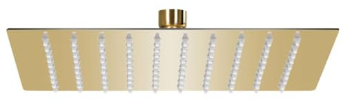 Pomme de douche effet pluie inox 20x20cm carré or