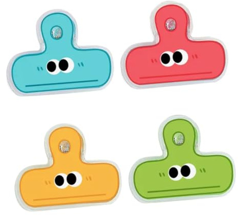 Operitacx 4pièces Pince à Colorée Avec Visages De Cartoon De Clips Amusants Pour Cuisine Et Bureau Parfait Pour Sceller Et Organiser Documents