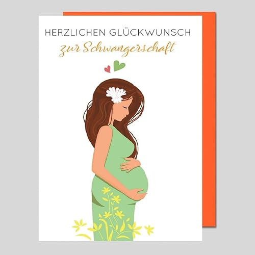 Michel Verlag Glückwunschkarte SCHWANGERSCHAFT | Liebevolle Babykarte Babybauch GENDER REVEAL | Karte Baby-News Verkündung Baby-Party Geburt Nachwuchs | Klappkarte inkl. Umschlag. Made in Germany!