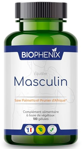 Biophénix Equilibre Masculin 100 Gélules - Complément Alimentaire 100% Naturel à Base de Végétaux - Saw Palmetto et Prunier d'Afrique - Confort Urinaire et Prostatique