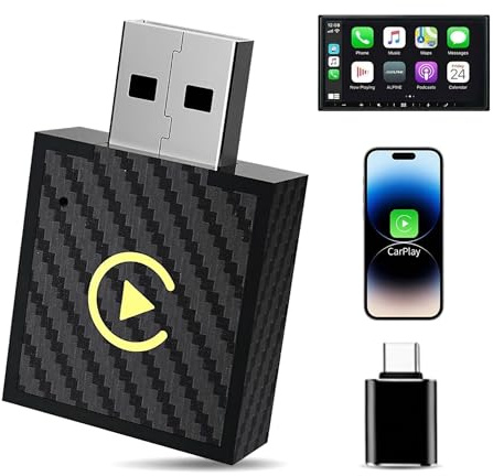 CarPlay - Adattatore wireless per iPhone - conversione istantanea da cavo a wireless, Plug & Play, design mini ultra-compatto, compatibile con iPhone iOS 10+ e auto con CarPlay via cavo