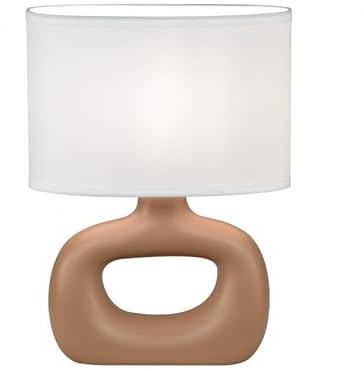 IB Lámpara de Mesa Moderna, Base de Cerámica Terracota, Pantalla Beige, 30 cm Alto