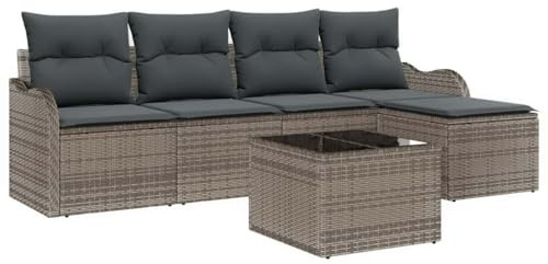 vidaXL Trädgårdsoffset med kudde med lagring 6 pcs Svart Poly rattan, Trädgård och Terrass, Modern Modulsats, Hållbar Poly Rattan-soffa, UV-beständig Utomhus Lounge, Flexibelt Utemöbel