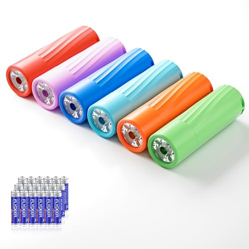 GEARLITE LED Torch Battery Powered, 6Pack Torches LED Super Bright, Colorful Lightweight Mini Torches for Camping, Hiking, Emergencies, Ideal Gifts for Kids(Including Batteries)