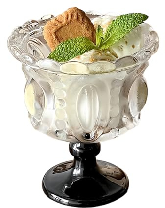 HUMOCHUSON Coffee Mug Calice Da Dessert In Stile Palazzo Cinese Da 230 Ml, In Vetro Goffrato Europeo, A Nido D'Uccello, Confezione Da 4