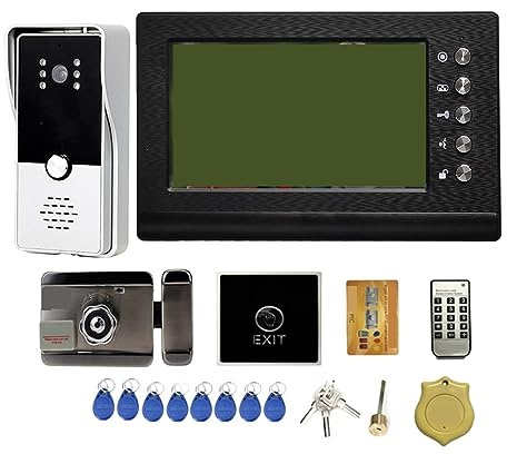 WAFOHSR Gegensprechanlage Mit Elektroschloss, 3A-Netzteil, Fernzugriffskontrolle, Heimsicherheitssystem, 7-Zoll-Kabel-Video-Türsprechanlage for Villa Zwei Wege Audio(with Lock Kit)