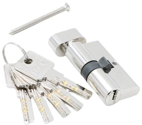 Cilindro Serratura Cilindro for porta di sicurezza in rame for serratura Interno Camera da letto Maniglia for soggiorno Chiave in ottone Chiusura a 5 chiavi(75mm37.5add37.5)