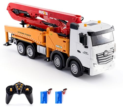 Sunydog Realistic Remote Control Concrete Pump Truck Toy with Authentic Features - For Indoor and Outdoor Play - Great Vacation (Yellow #-2)