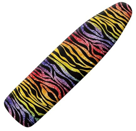 Copriasse da Stiro Universale 120x40 Giallo Viola Resistente al Calore - Cordoncino di Fissaggio e Stretch-System - per Tutte Le Assi da Stiro, Facile da Cambiare