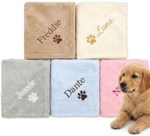 Quilia Coperta personalizzata per cani | Coperta ricamata su misura per animali domestici con nome/logo | Adatto a cani e gatti | Regalo per chi ha animali domestici