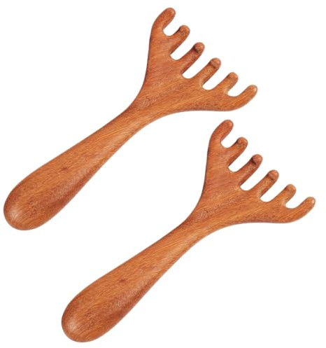 2 st sandelträ dödskalle massager hårbotten massage kam för huvud | Massageborste för hårbotten 14,5 × 7 cm, 2 stycken manuell användning för huvud och nacke, daglig massage