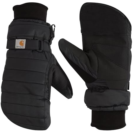 Carhartt Women's Waterproof Insulated Quilted Knit Cuff Mitten, Black, Small