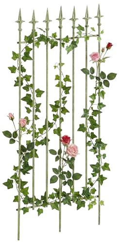 CLP Rankgitter Metall 100x50 cm Elisa, Kletterhilfe stabil für Rosen und Efeu, Pflanzgitter im Jugendstil, Rankhilfe für Garten, Farbe:antik-grün