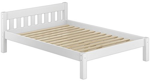 Erst-Holz®Futonbett Doppelbett 140x200 Doppelbett Massivholzbett weiß Kiefer Rollrost 60.38-14 W