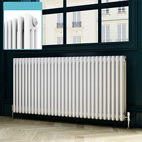 ELEGANT 600 x 1400 mm Traditional Column Radiators, Horizontal Designer Central Heating Radiators with White Triple Column