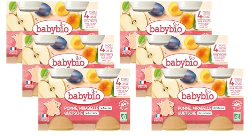 Babybio Pots Mirabelle de Meurthe et Moselle Pomme de Nouvelle Aquitaine 260 g - Lot de 6