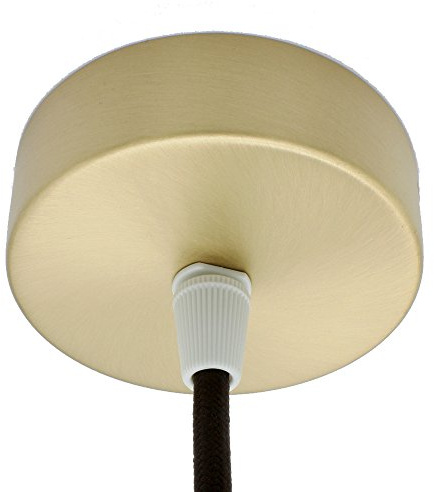 Anschlussdose Gold gebürstet Metall im Set mit Zubehör ø 80x25mm Verteilerbaldachin Aufputzdose Verteilerdose mit Zugentlastung Decken-Baldachin für Pendel-Lampen und Hänge-Leuchten Messing matt