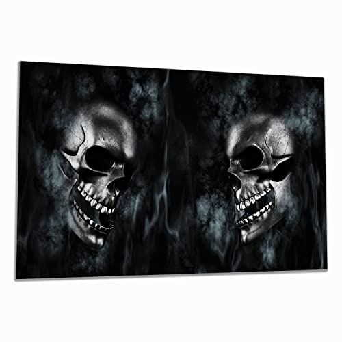 Wallario Herdabdeckplatte/Spritzschutz aus Glas, 1-teilig, 90x52cm, für Ceran- und Induktionsherde, Rauchende Schädel