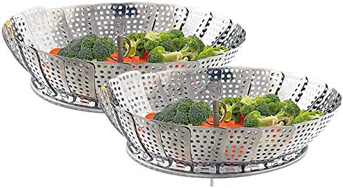 Rosenstein & Söhne Dampfeinsatz: 2er-Set Dampfgar-Einsatz für alle Töpfe von 18 bis 27 cm (Dampfeinsatz für Topf, Dampfsiebe für Topf, Dampfgartopf)