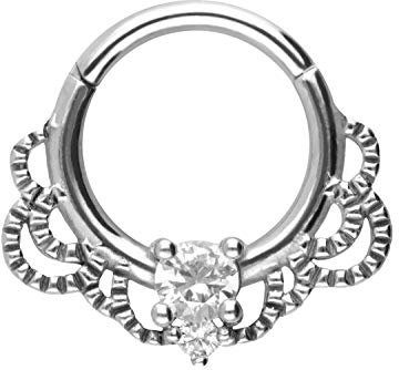PIERCINGLINE Chirurgenstahl Segmentring Clicker | ORIENTALISCHES DESIGN | Piercing Ring Nase Septum Ohr Helix Tragus | Farbauswahl