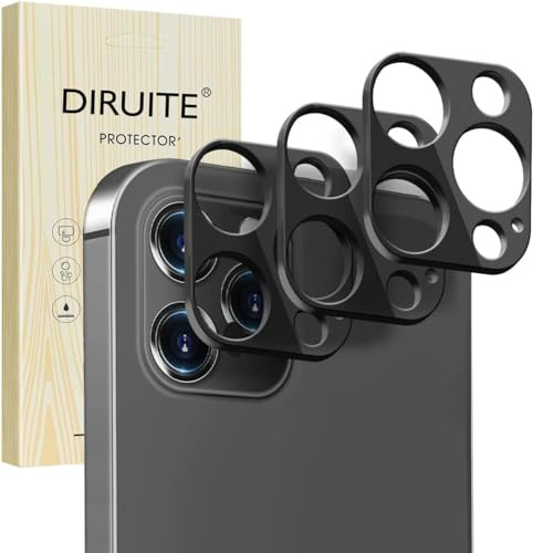 Diruite 3-Pack for iphone 12 Pro Max Camera Lens Protector Metall Lens Protective Cover(6.7-inch)-Black