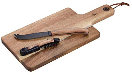 LAGUIOLE - LAGUIOLE Tabla de degustación de quesos Sacacorchos Abridor de vino Cuchillo plegable multifunción, madera de acacia, 23cm