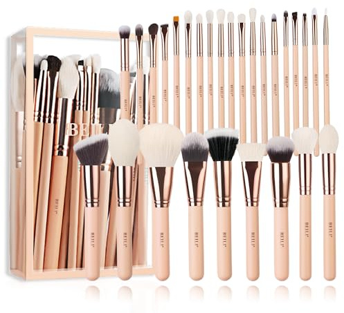 BEILI 28PCS Pennelli Make up, Pennelli per trucco professionale Set per trucco Kit di pennelli per il trucco pennelli per occhi e viso Capelli Sintetici