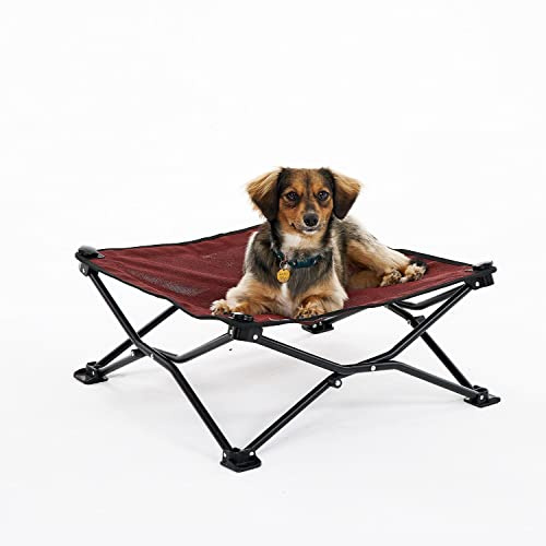 Coolaroo On the Go Cooling Elevated Dog Bed, Portable for Travel & Camping, Collapsible for Storage, Standard, Brick