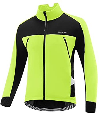 baleaf Men's Winter Jacket Windproof Softshell Thermal Warm Pockets Cycling Running Mountain Biking Cold Weather Gear, green L